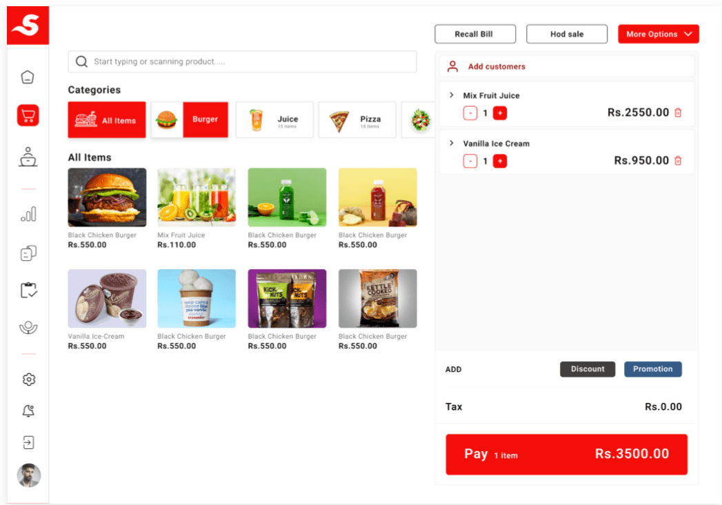 Spark Retail POS billing screen